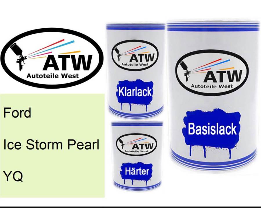 Ford, Ice Storm Pearl, YQ: 500ml Lackdose + 500ml Klarlack + 250ml Härter - Set, von ATW Autoteile West.